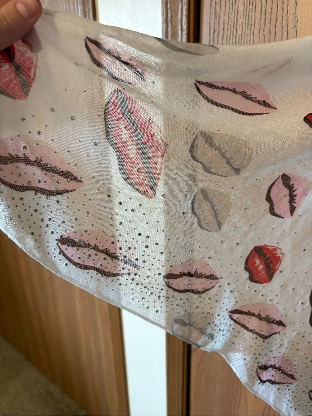 Juicy Couture Rhinestone and Lipstick Lips Scarf